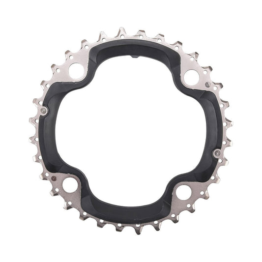 Plateau Intermédiaire SHIMANO DEORE M610 10V 4 Trous 104mm — vue du plateau sur fond blanc