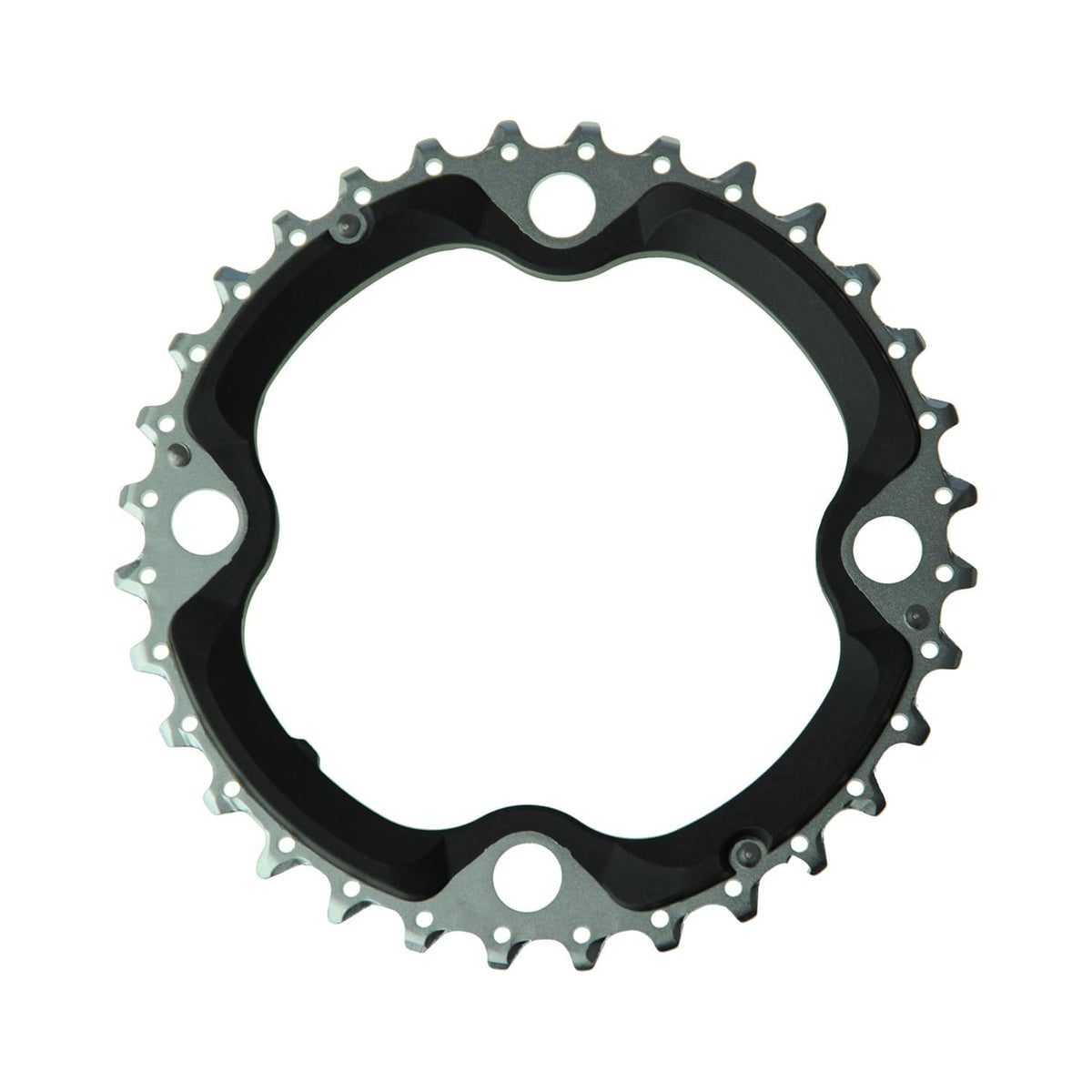Corona intermedia SHIMANO XT M780/M770 10 velocità, 4 fori, 104 mm — vista della corona su sfondo bianco