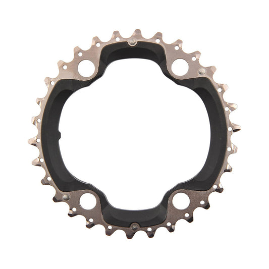 Corona intermedia SHIMANO XT M8000 11 velocità per guarnitura tripla, 96 mm — vista della corona su sfondo bianco