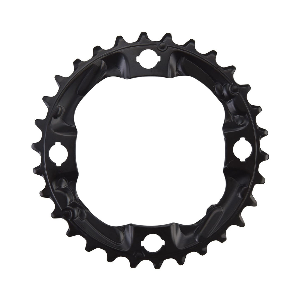 Corona intermedia/esterna SHIMANO ALIVIO M4000 9 velocità, 4 fori, 96 mm — vista della corona su sfondo bianco