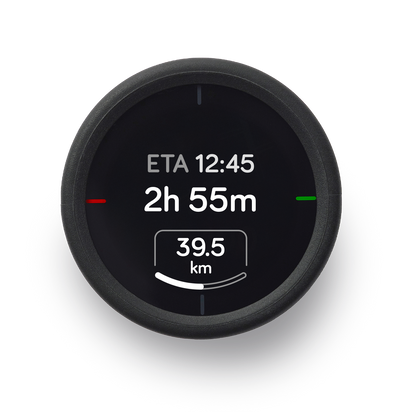 Ciclocomputer GPS BEELINE VELO 2 — schermata del tempo e della distanza rimanenti