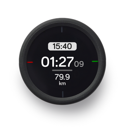 Ciclocomputer GPS BEELINE VELO 2 — schermata del tempo e della distanza percorsa