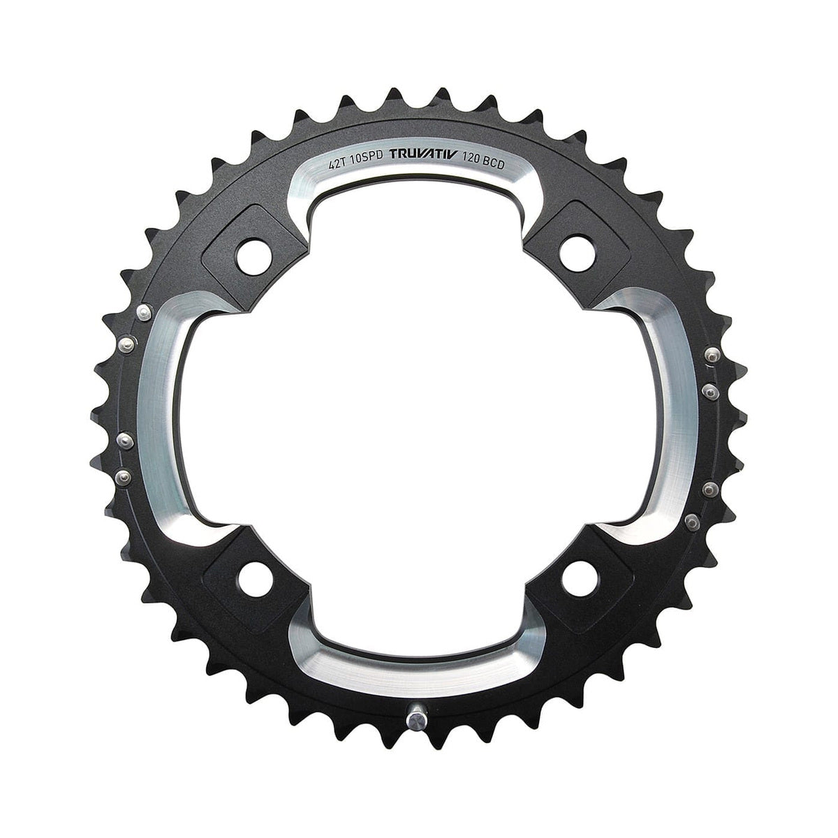 Corona esterna SRAM S2 10 velocità, 4 fori, 120 mm — vista della corona su sfondo bianco