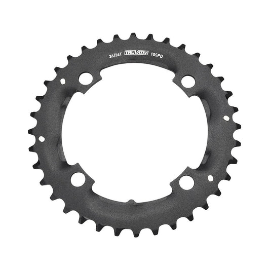Corona esterna SRAM MTB 104BCD SPECIALIZED 10 velocità, 4 fori, 104 mm — vista della corona su sfondo bianco