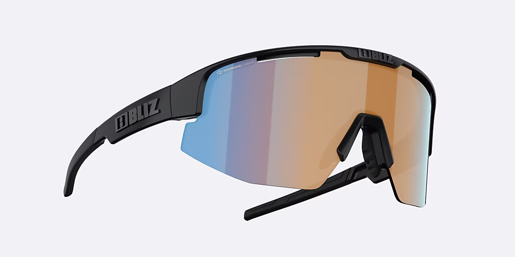 Occhiali BLIZ MATRIX Nero opaco Corallo/Arancione Lente blu iridio
