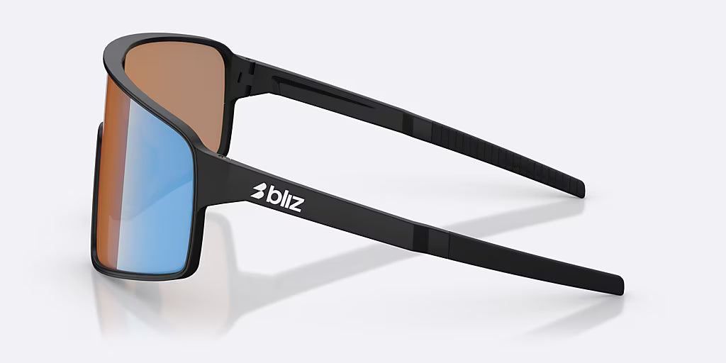 BLIZ P001 S Occhiali Nero Opaco Corallo/Arancione Lente Blu Irdium