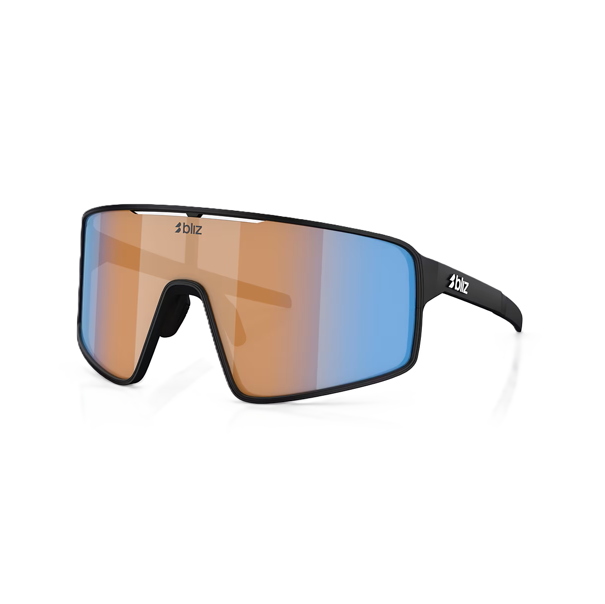 BLIZ P001 S Occhiali Nero Opaco Corallo/Arancione Lente Blu Irdium