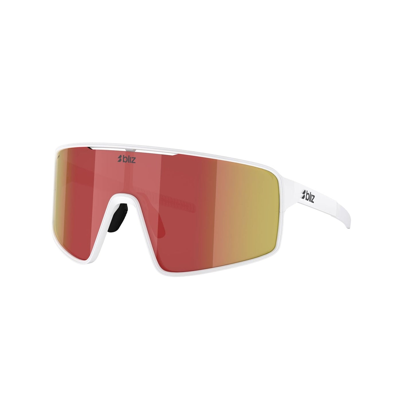 BLIZ P001 Occhiali con montatura bianca opaca e specchio marrone rosso