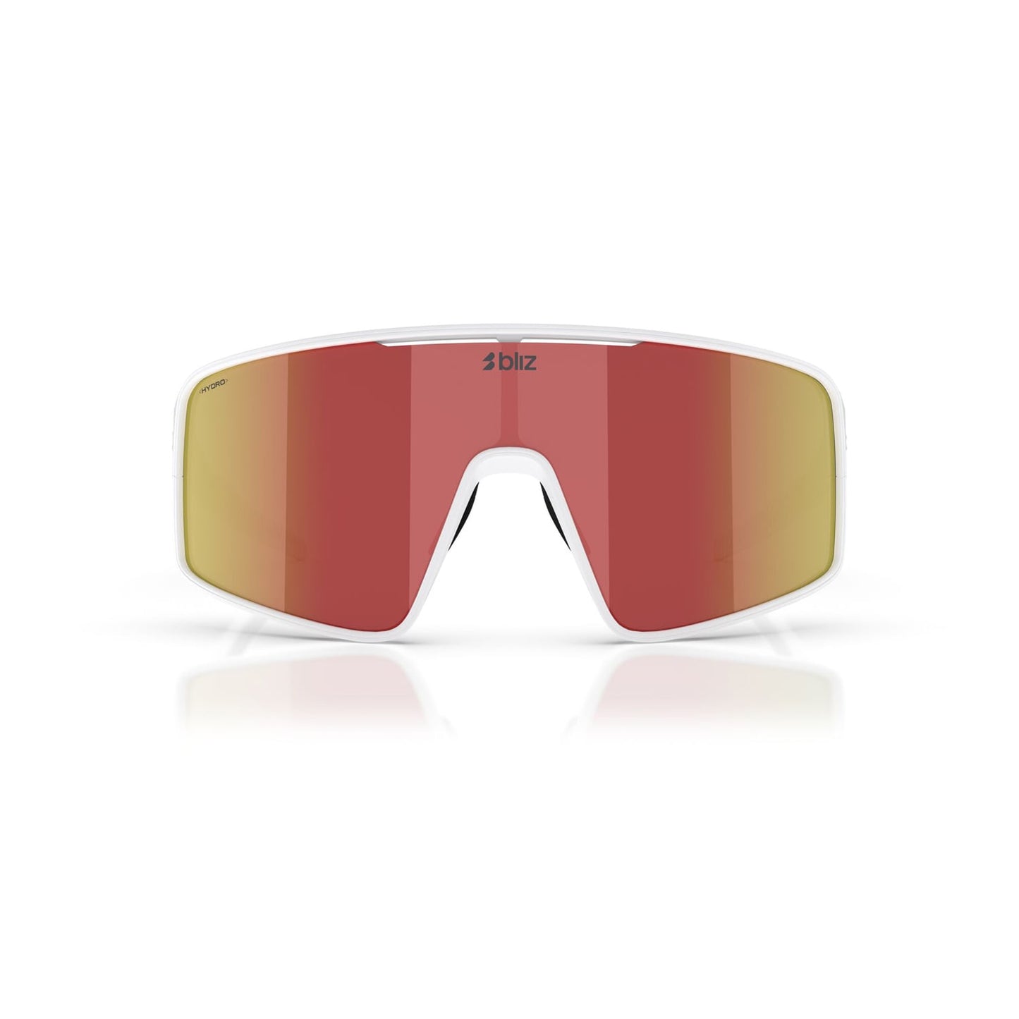 BLIZ P001 Occhiali con montatura bianca opaca e specchio marrone rosso
