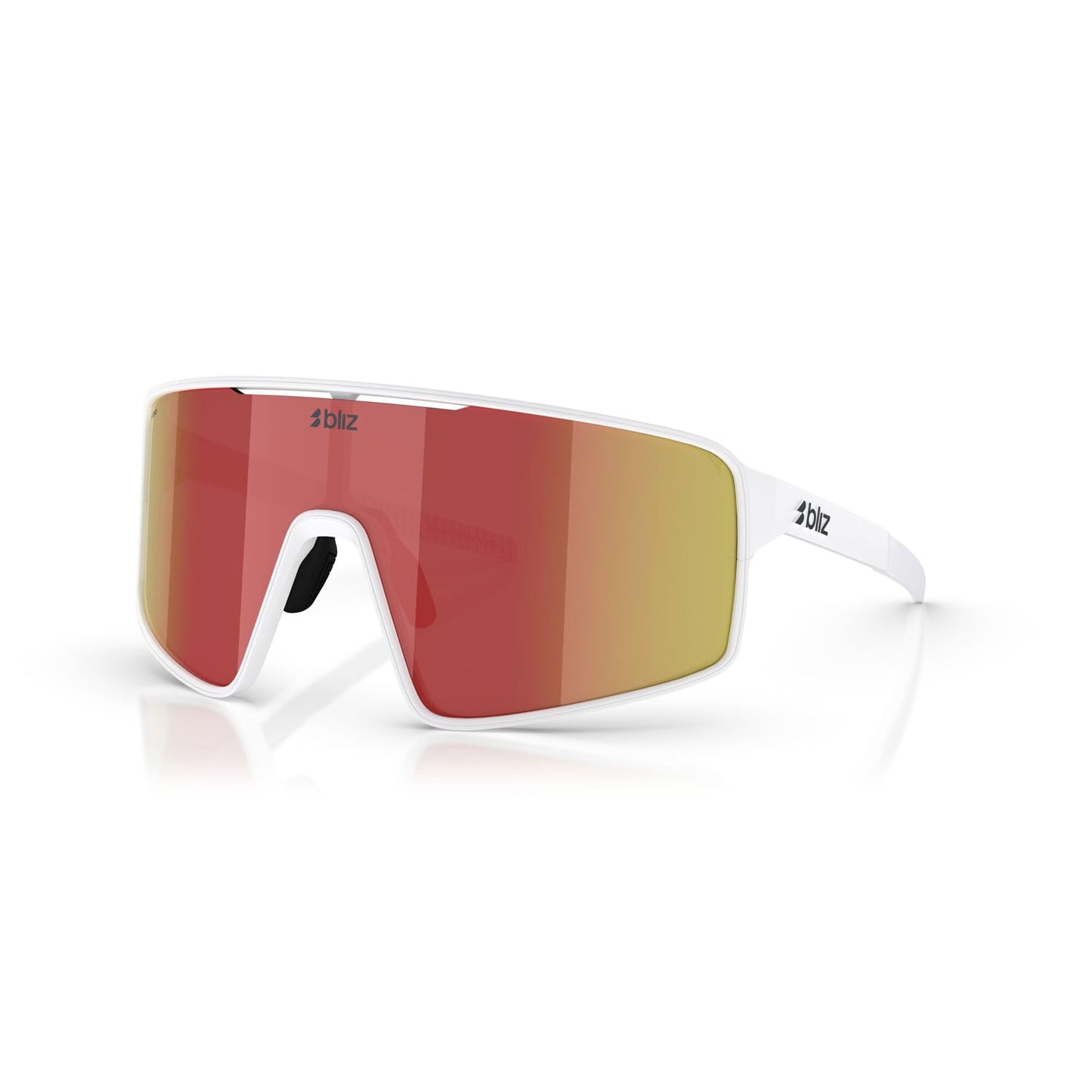 BLIZ P001 Occhiali con montatura bianca opaca e specchio marrone rosso