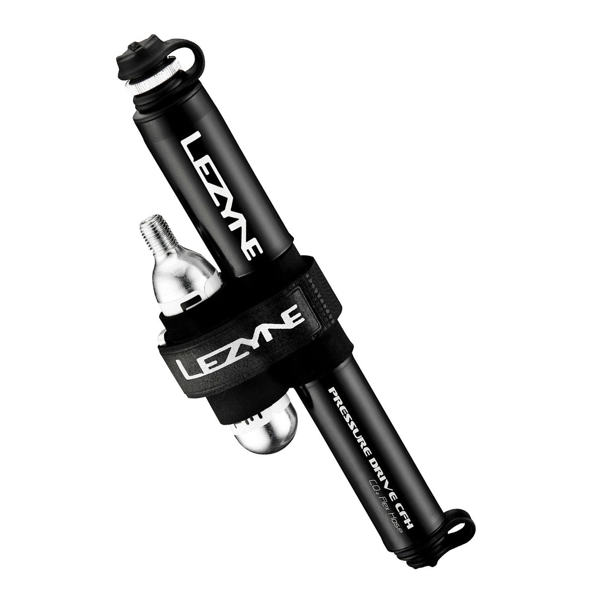 Pompa a mano LEZYNE PRESSURE DRIVE CFH + cartuccia da 16 g nera