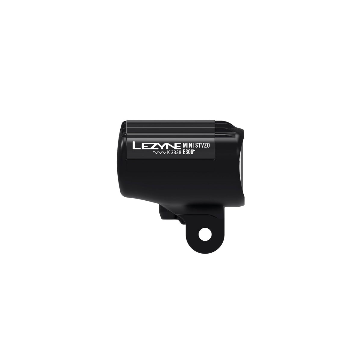 Luce anteriore LEZYNE E-BIKE E-MINI STVZO E300+ vista di profilo con piastra in alluminio