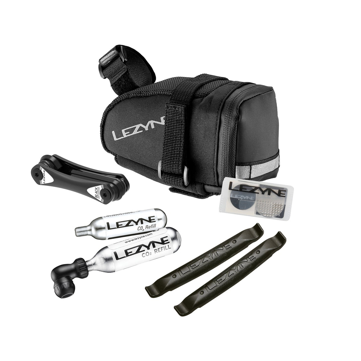 Borsa sottosella LEZYNE Caddy nera con kit CO2