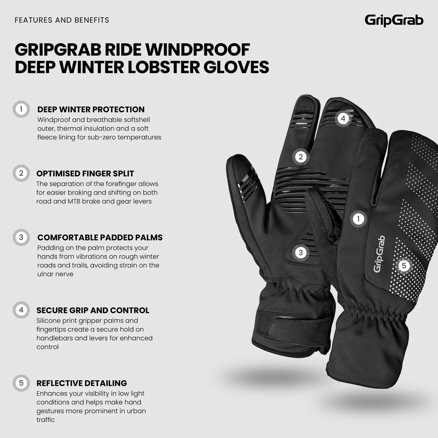 Guanti GRIPGRAB DEEP WINTER LOBSTER Nero