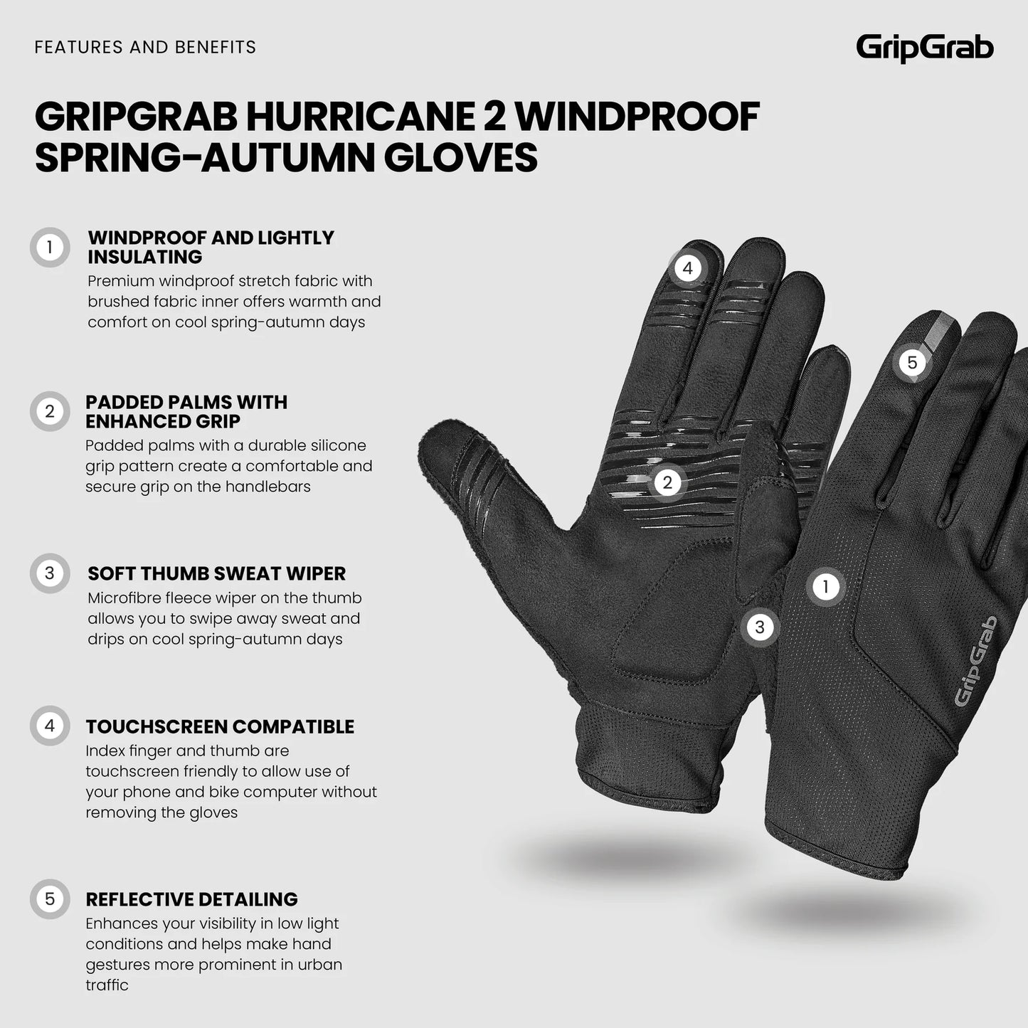 Guanti GRIPGRAB HURRICANE 2 WINDPROOF MOLLE AUTUNNO Nero