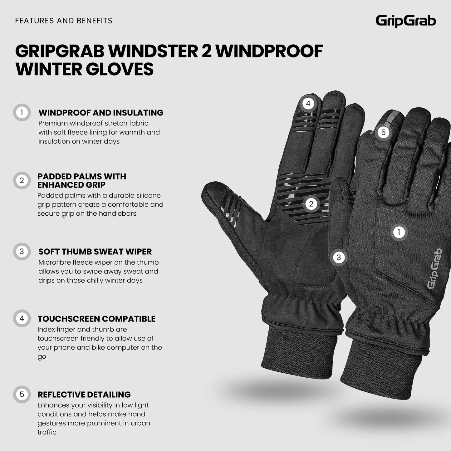 Guanti WINDSTER 2 WINDPROOF WINTER GRIPGRAB Giallo