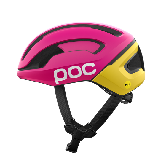 POC OMNE AIR MIPS Logo Casco da strada Rosa/Giallo