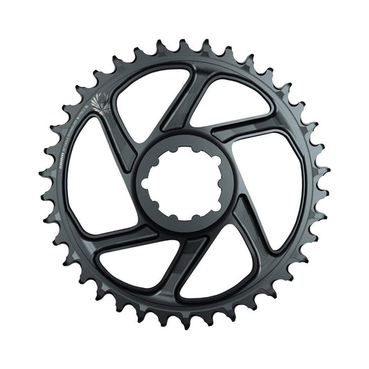 Corona monocorona SRAM EAGLE X-SYNC 2 SL 12 velocità ad attacco diretto, offset 6 mm, grigio lunare — vista della corona su sfondo bianco