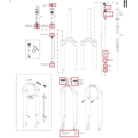 Kit completo di guarnizioni ROCKSHOX SOLO AIR per forcella #11.4018.056.000