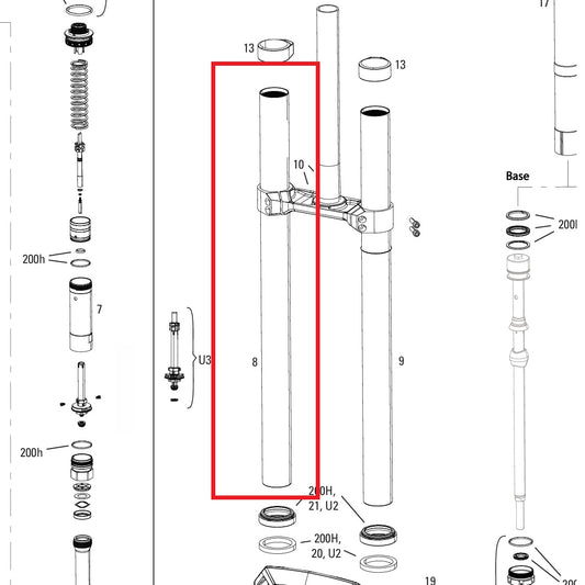Piombino diritto ROCKSHOX 38MM BOXXER D1+(2024+) Nero