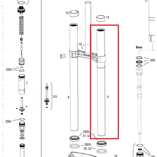 Piombino sinistro ROCKSHOX 38MM BOXXER D1+(2024+) Nero