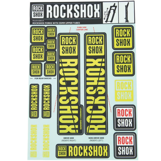 Kit adesivi per forcella ROCKSHOX 35 mm MY18 per PIKE/LYRIK/YARI/DOMAIN/REVELATION giallo #11.4318.003.507