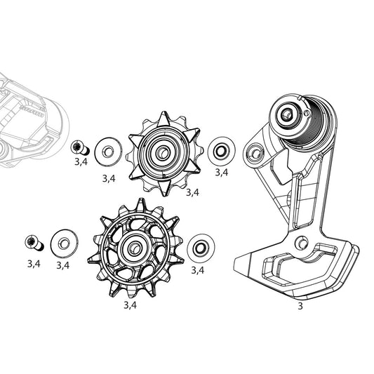 SRAM XX DH T-TYPE EAGLE AXS completo 7 velocità Gabbia deragliatore posteriore