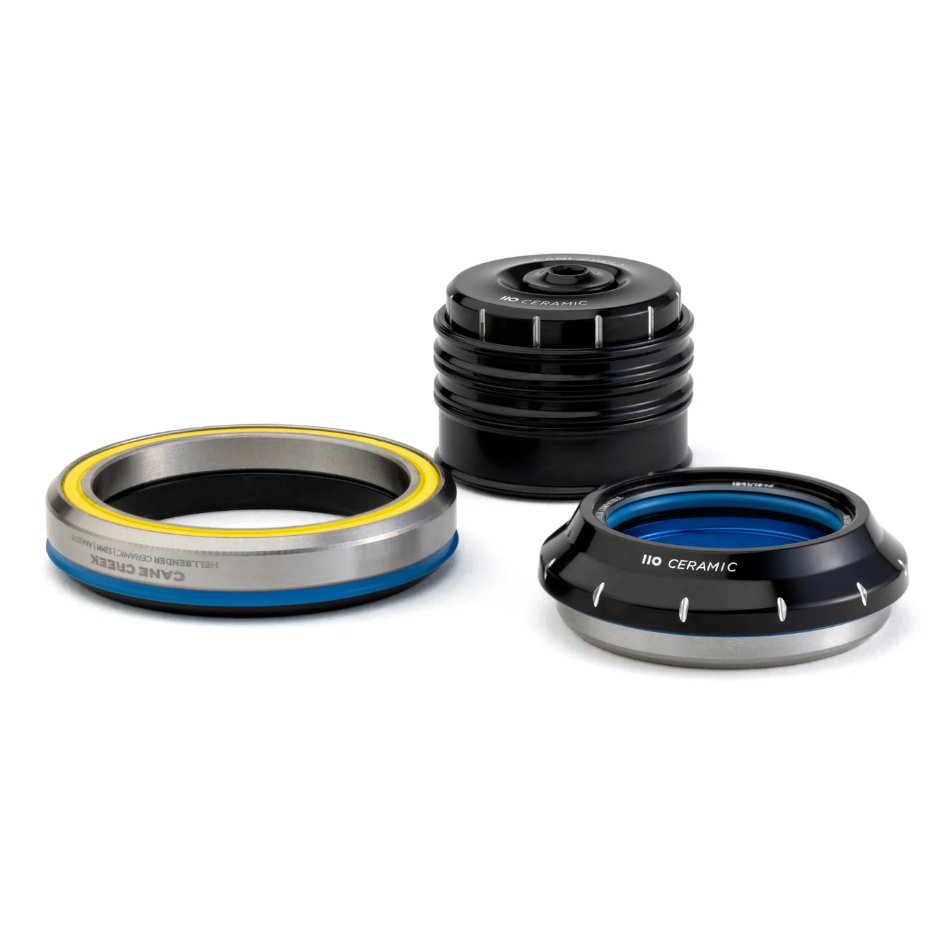 CANE CREEK 110 Cuffia conica in ceramica, 1 1/8"-1.5", IS42/28.6/H9 | IS52/40, nero/argento