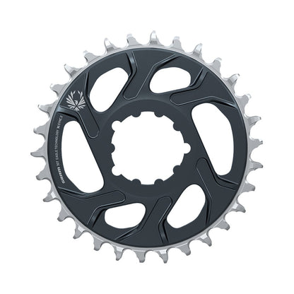 Corona monocorona SRAM EAGLE X-SYNC 2 BOOST 11/12 velocità ad attacco diretto, offset 3 mm, grigio lunare — vista della corona su sfondo bianco