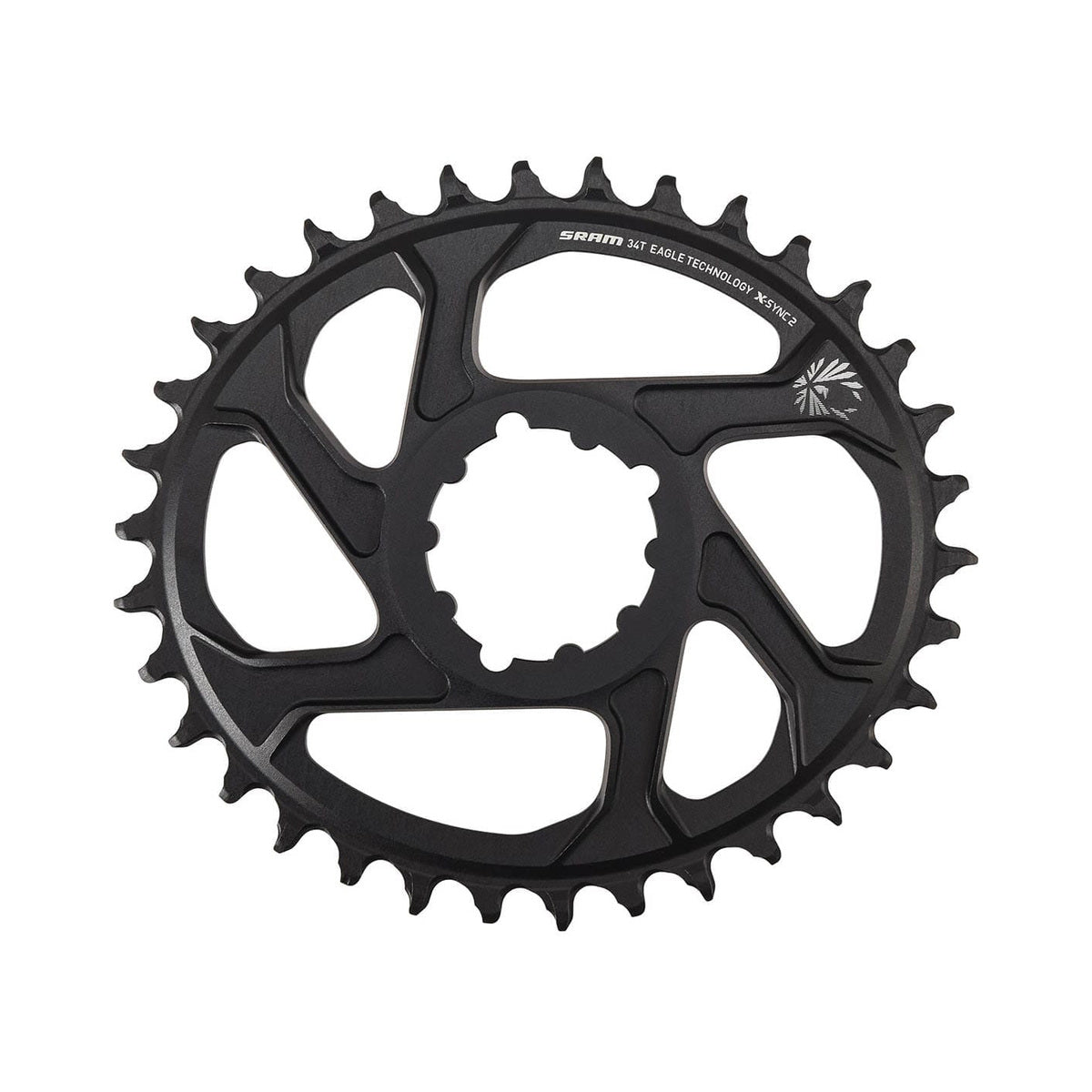 Corona monocorona ovale SRAM EAGLE X-SYNC2 12 velocità ad attacco diretto, offset 6 mm — vista della corona su sfondo bianco