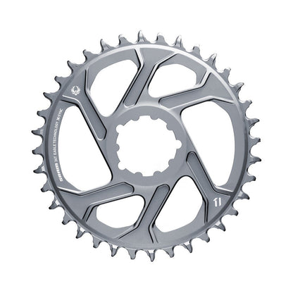 Corona monocorona SRAM EAGLE X-SYNC 2 BOOST 11/12 velocità ad attacco diretto, offset 3 mm, grigia — vista della corona su sfondo bianco