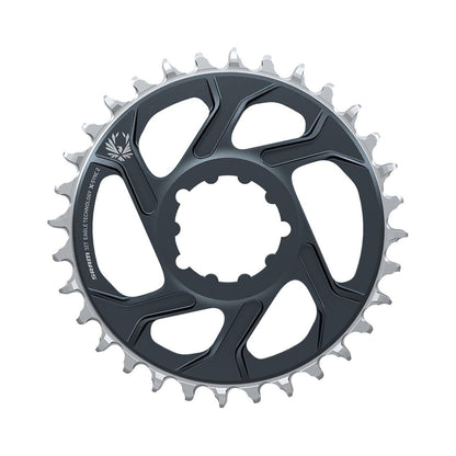 Corona monocorona SRAM X-SYNC 2 EAGLE 12 velocità ad attacco diretto, offset 4 mm, grigio lunare — vista della corona su sfondo bianco