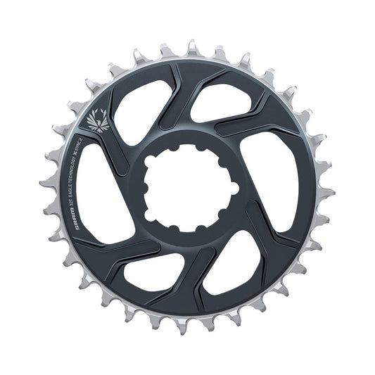 Corona monocorona SRAM X-SYNC 2 EAGLE 12 velocità ad attacco diretto, offset 4 mm, grigio lunare — vista della corona su sfondo bianco