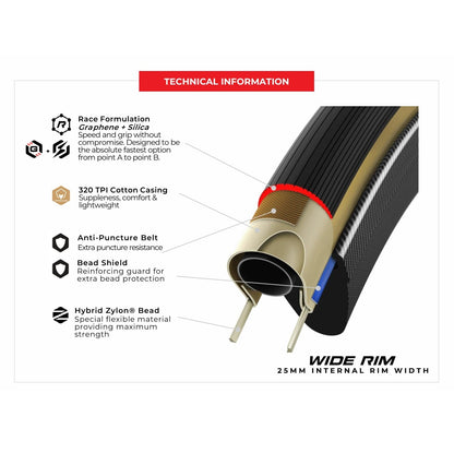 Copertone VITTORIA CORSA PRO WIDE Graphene G2.0 Tubeless Ready beige
