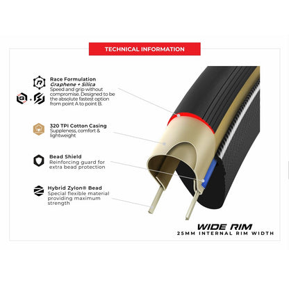 Copertone VITTORIA CORSA PRO SPEED WIDE Graphene G2.0 Tubeless Ready pieghevole beige