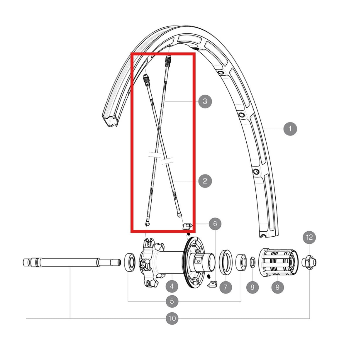 KIT 10 RAGGI POSTERIORI MAVIC SHB M7/7 AL BK 275