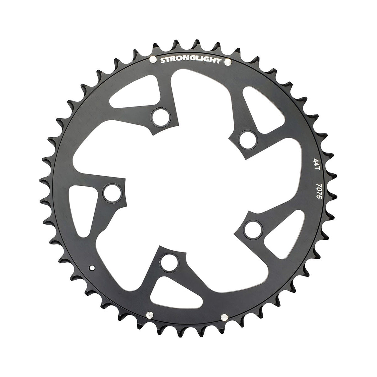Corona esterna STRONGLIGHT in alluminio 7075, 9 velocità, 5 fori, 94 mm — vista della corona su sfondo bianco