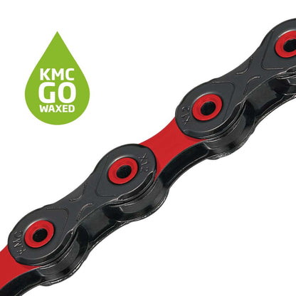 Catena 12V KMC DLC12 Waxed Nero/Rosso Cerata