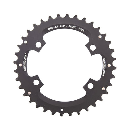 Corona esterna STRONGLIGHT Shimano XT M8000/SLX M7000 11 velocità, 4 fori, 96 mm — vista della corona su sfondo bianco