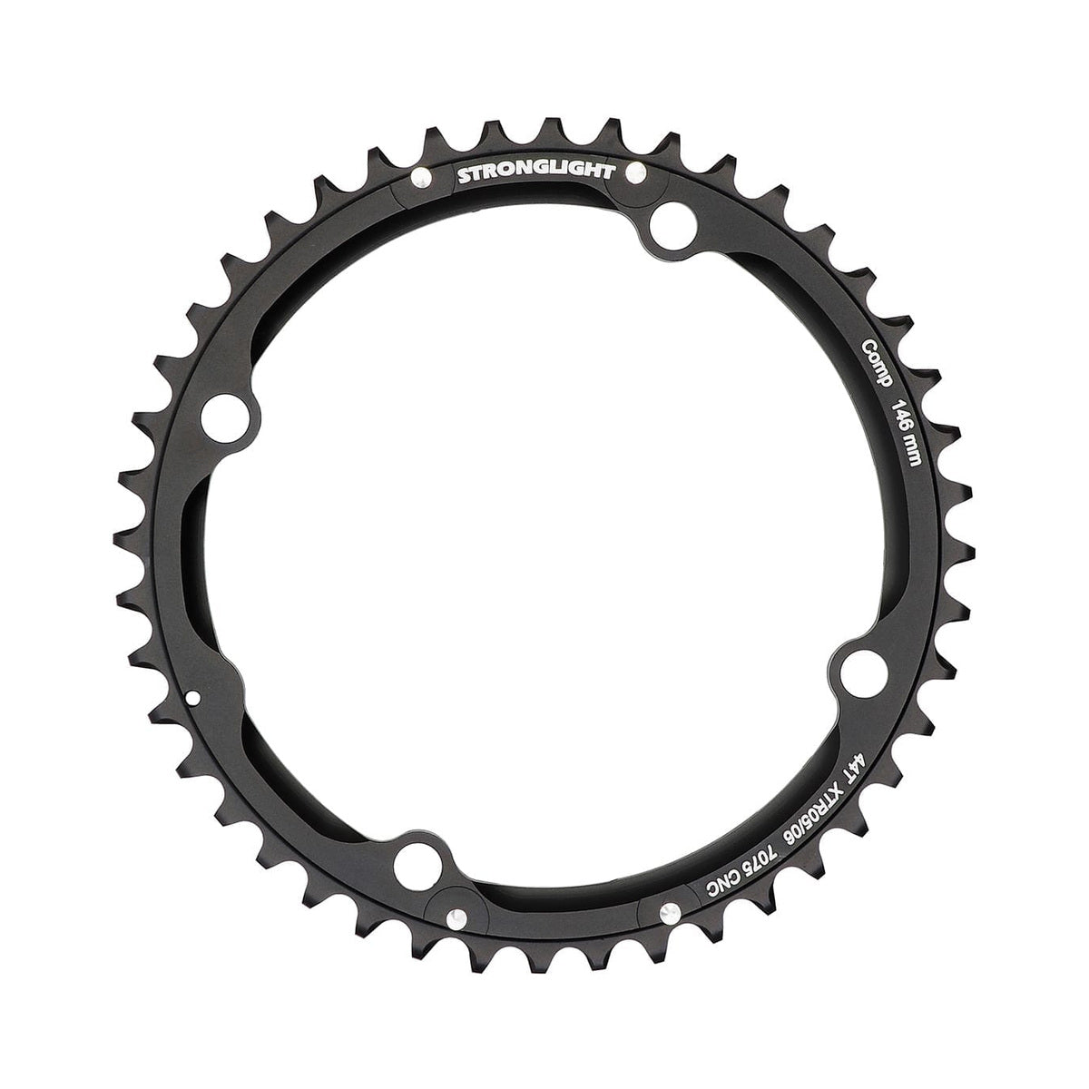 Corona esterna STRONGLIGHT SHIMANO XTR M960 9 velocità, 4 fori, 146 mm — vista della corona su sfondo bianco