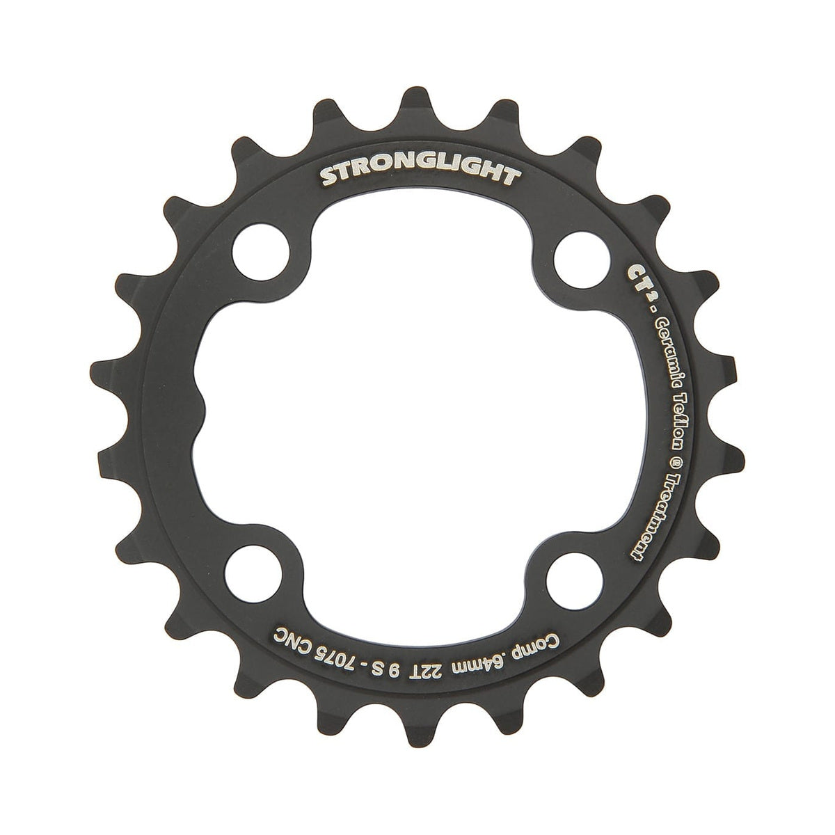 Corona interna STRONGLIGHT CT² 9 velocità, 4 fori, 64 mm — vista della corona su sfondo bianco