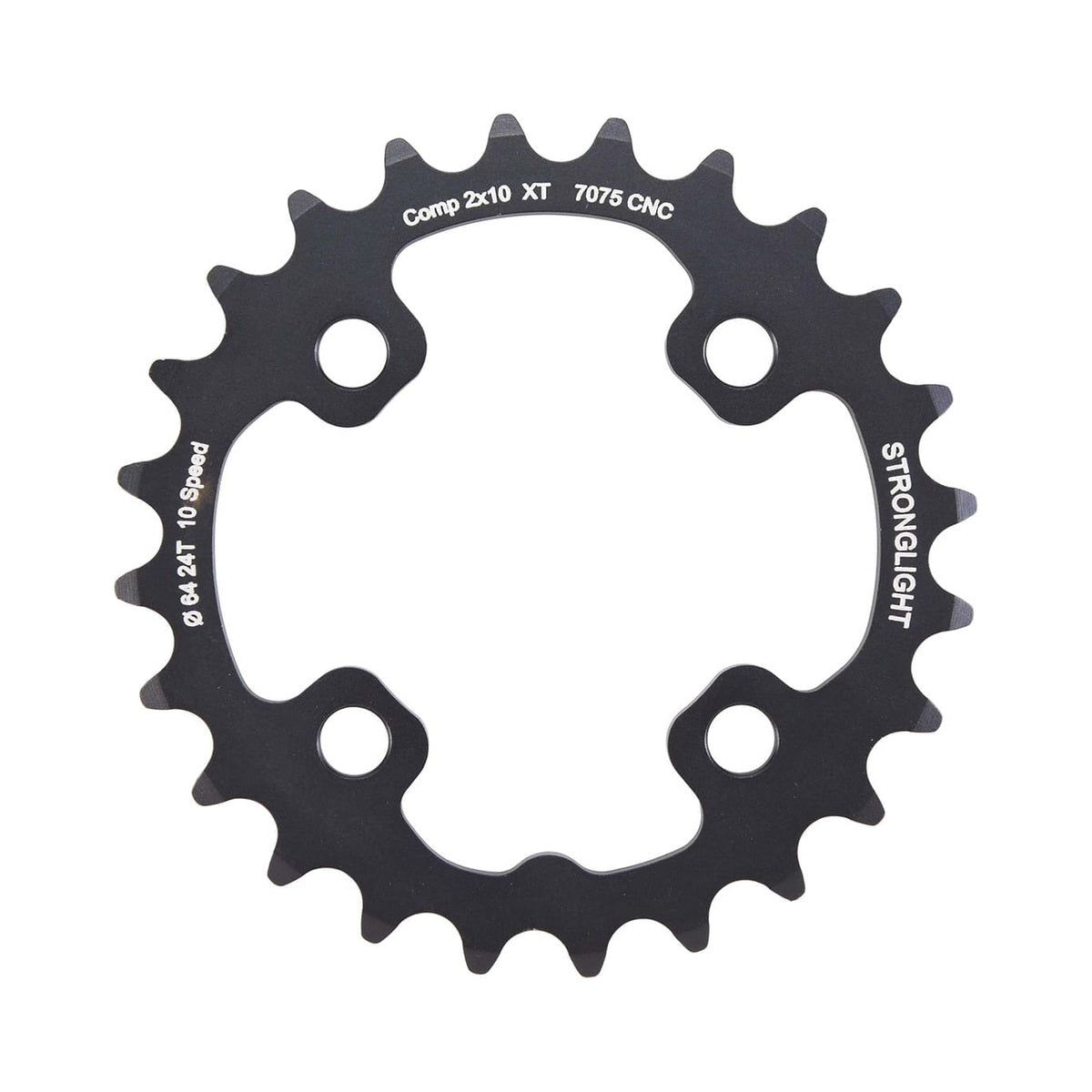 Corona interna STRONGLIGHT SHIMANO XT M785 10 velocità, 4 fori, 64 mm — vista della corona su sfondo bianco
