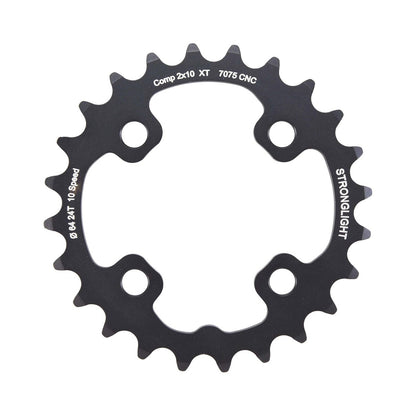 Corona interna STRONGLIGHT SHIMANO XT M785 10 velocità, 4 fori, 64 mm — vista della corona su sfondo bianco