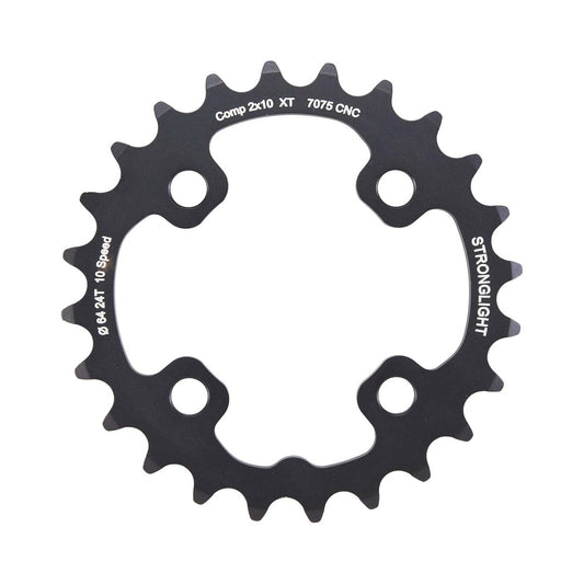 Corona interna STRONGLIGHT SHIMANO XT M785 10 velocità, 4 fori, 64 mm — vista della corona su sfondo bianco