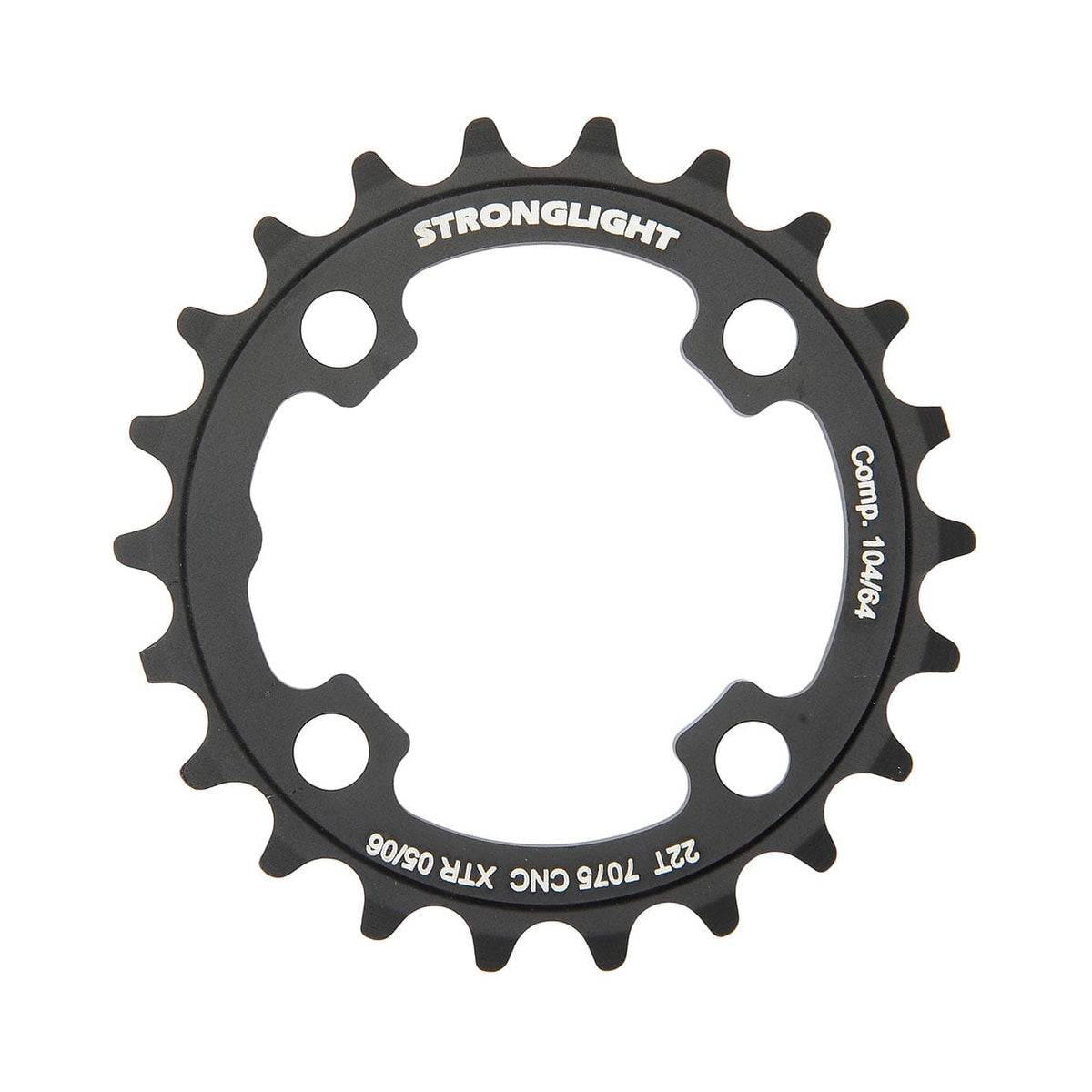 Corona interna STRONGLIGHT SHIMANO XTR M960 9 velocità, 4 fori, 64 mm — vista della corona su sfondo bianco