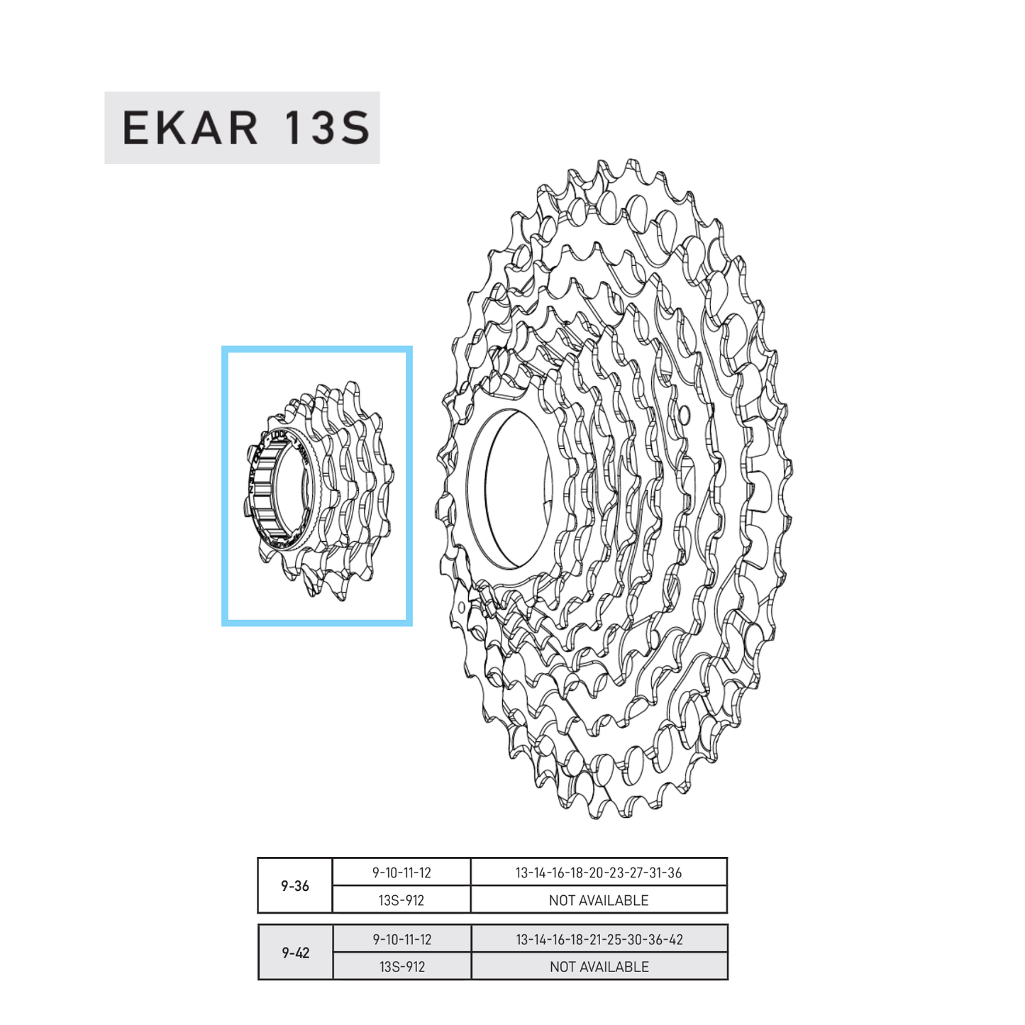 Pignoni CAMPAGNOLO EKAR 9-10-11-12 Denti per cassetta 9-36 o 9-42