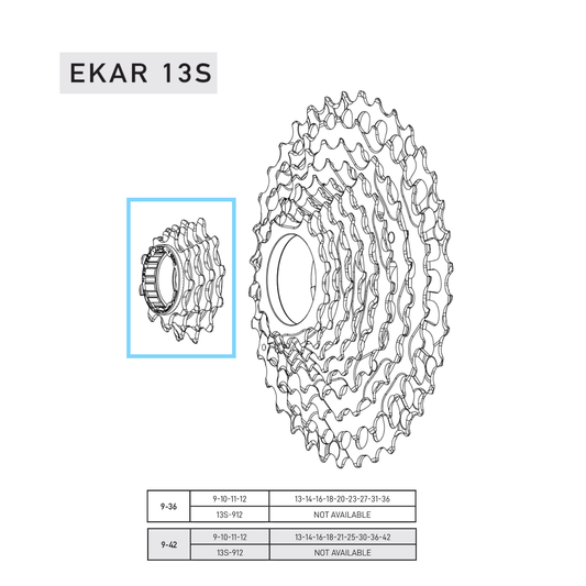 Pignoni CAMPAGNOLO EKAR 9-10-11-12 Denti per cassetta 9-36 o 9-42