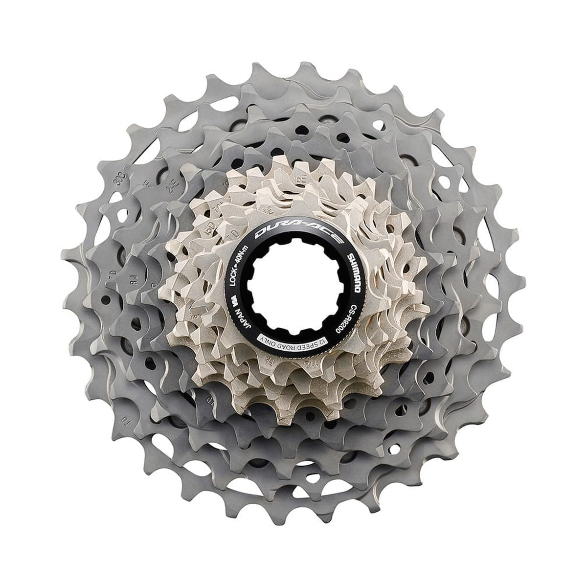 Cassetta 12 velocità SHIMANO DURA-ACE CS-R9200 – foto principale su sfondo bianco