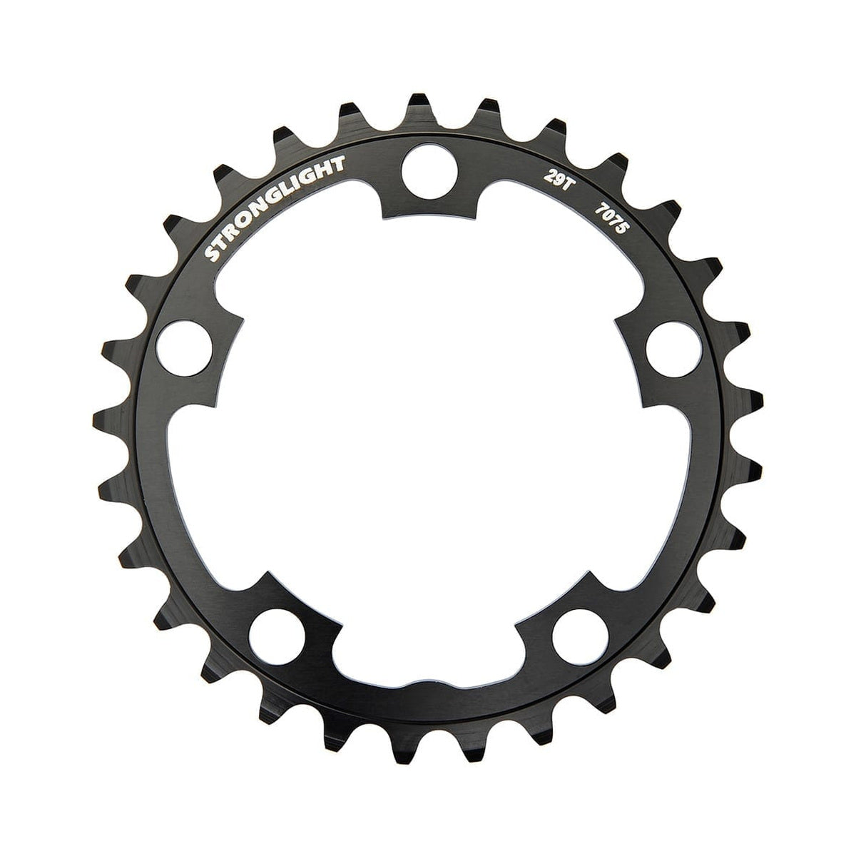 Corona intermedia STRONGLIGHT in alluminio 7075, 9 velocità, 5 fori, 94 mm — vista della corona su sfondo bianco