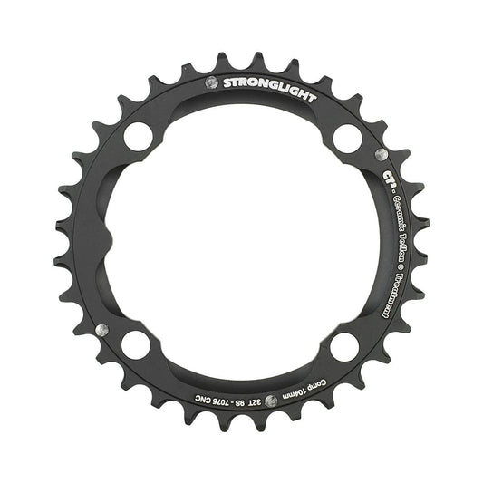 Corona intermedia STRONGLIGHT CT² 9 velocità, 4 fori, 104 mm — vista della corona su sfondo bianco